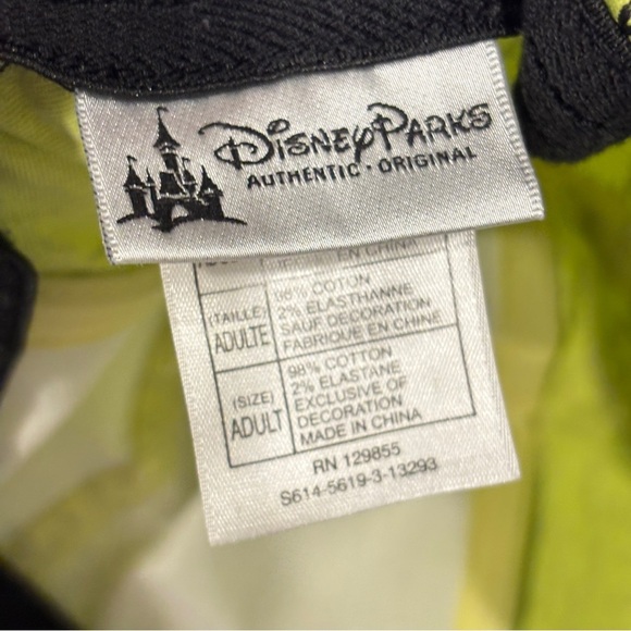Disney Parks Authentic Original Neon Yellow Cap Hat O/S Static Squiggle Mickey - Picture 7 of 11